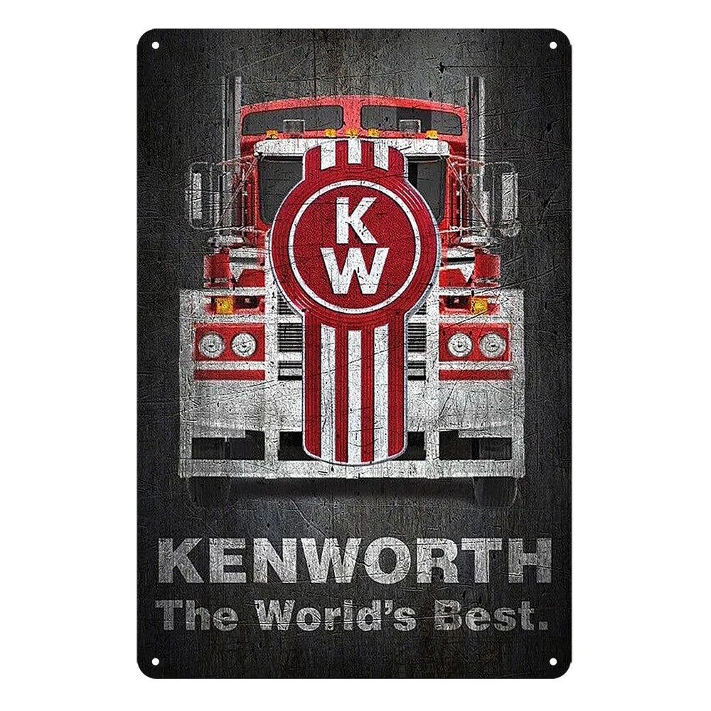 2x Kenworth Kw Mark Truck Sign Vintage Tin Rustic Metal Shed Garage