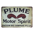PLUME MOTOR SPIRIT CACUUM OIL Tin Metal Sign Rustic Look Vintage - Tin Sign Factory Australia