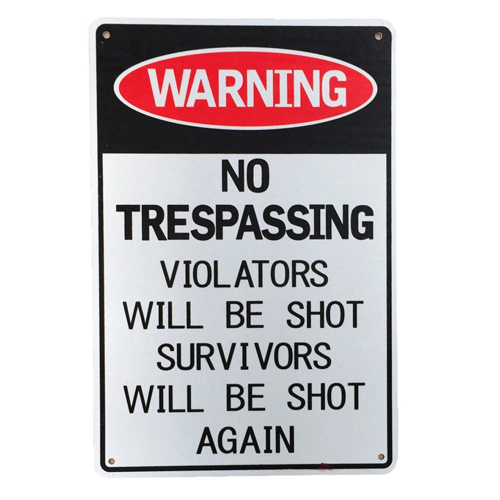 Warning Sign No Trespassing Violators Will Be Shot Again 200x300mm