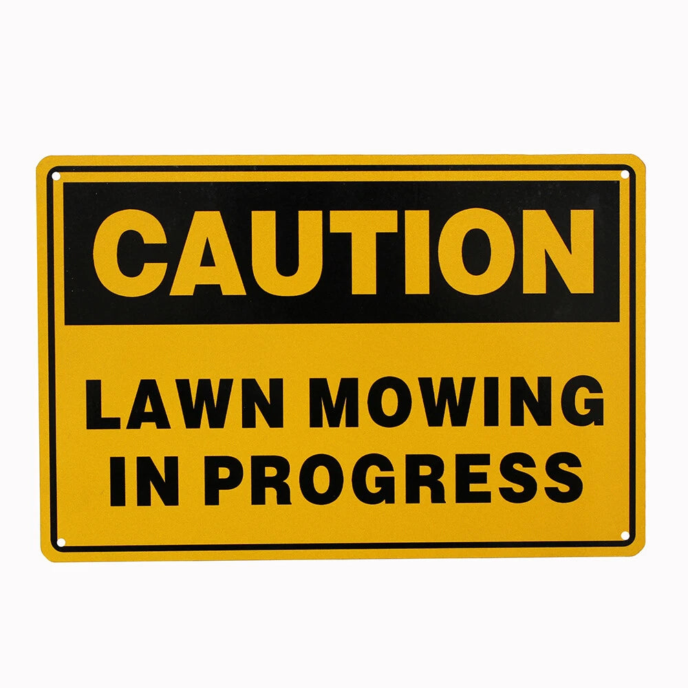 Warning Sign Notice Caution Lawn Mowing in Progress 20x30cm Metal