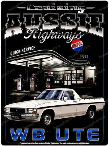 WB UTE  Home Man Cave Workshop Tin Metal Sign Retro Garage Aussie Car Auto Decor - Tin Sign Factory Australia