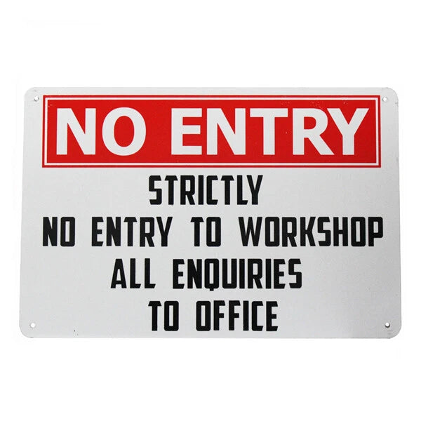 3x Warning Security Sign No Entry Workshop Inquire Office 200x300