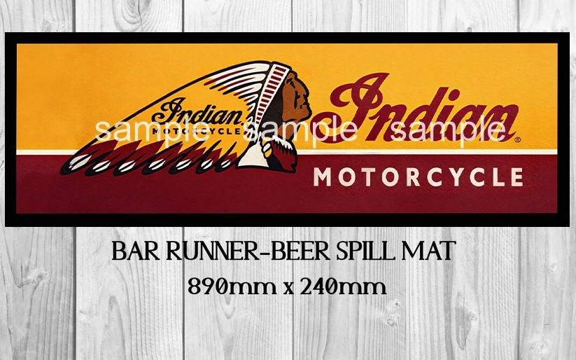 INDIAN (890mm X 240mm) Motorcycle Bar Mat Home Man Cave Pub Bar Runner