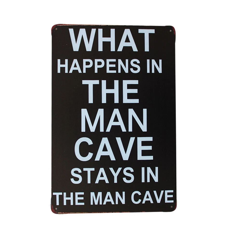 3x Metal Tin Sign What Happens in the Man Cave 200x300mm Cute Cheap