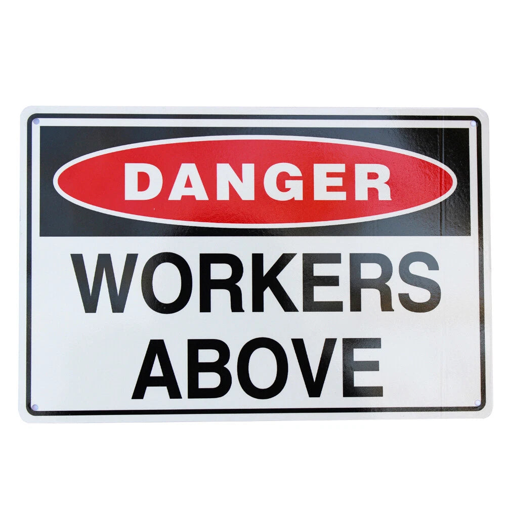 2x Warning Workers Above Sign 200*300mm Metal Reflective Safety Sign