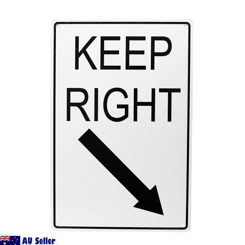 3x Warning Notice Keep Right Arrow Sign 200x300mm Metal Traffic
