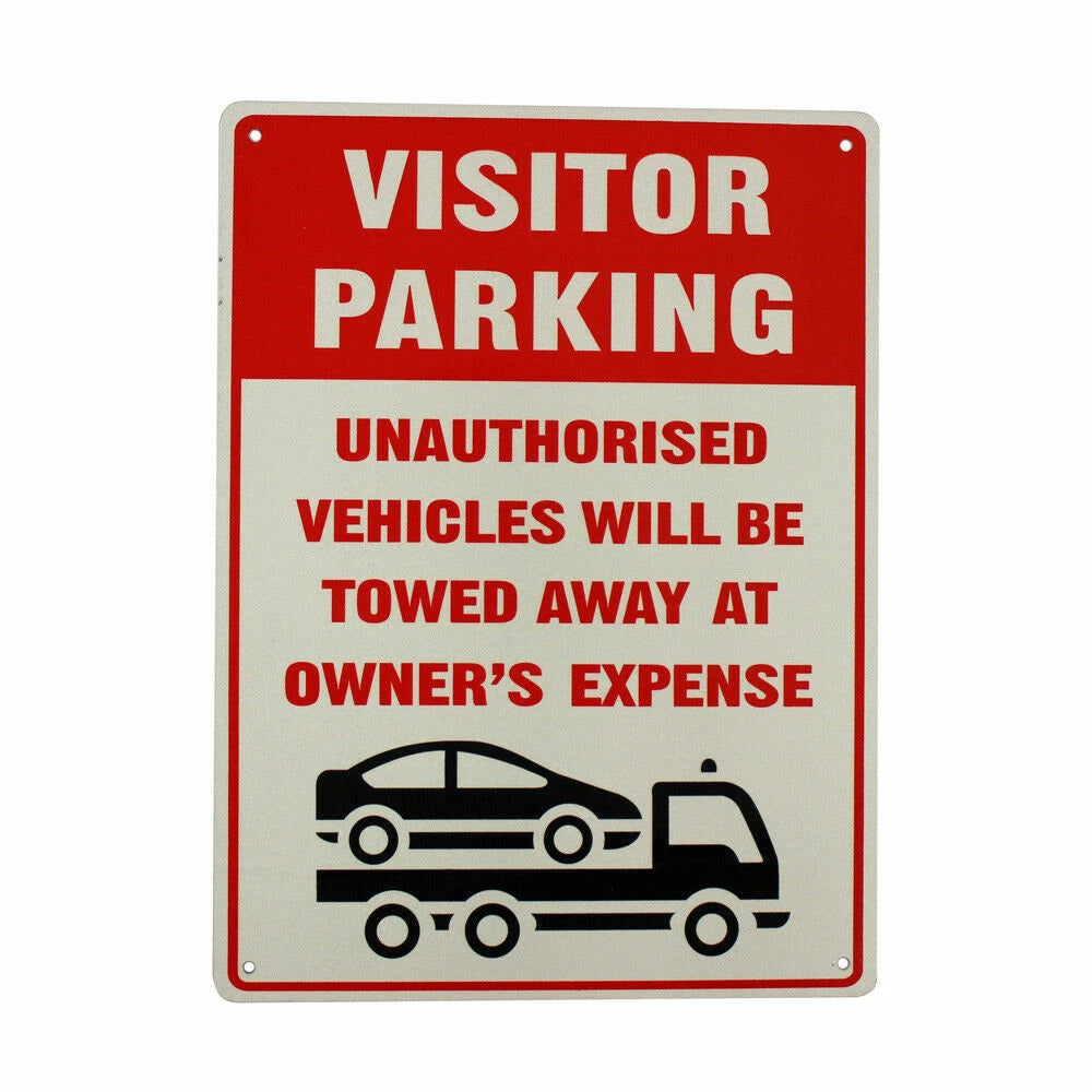 Warning Notice Visitor Parking Sign Unauthorized Be Towed Away