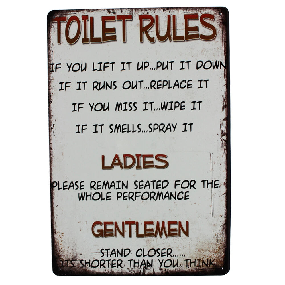 3x Tin Sign 200x300mm Toilet Rules Ladies Gentlemen Funny Comedy - image 3