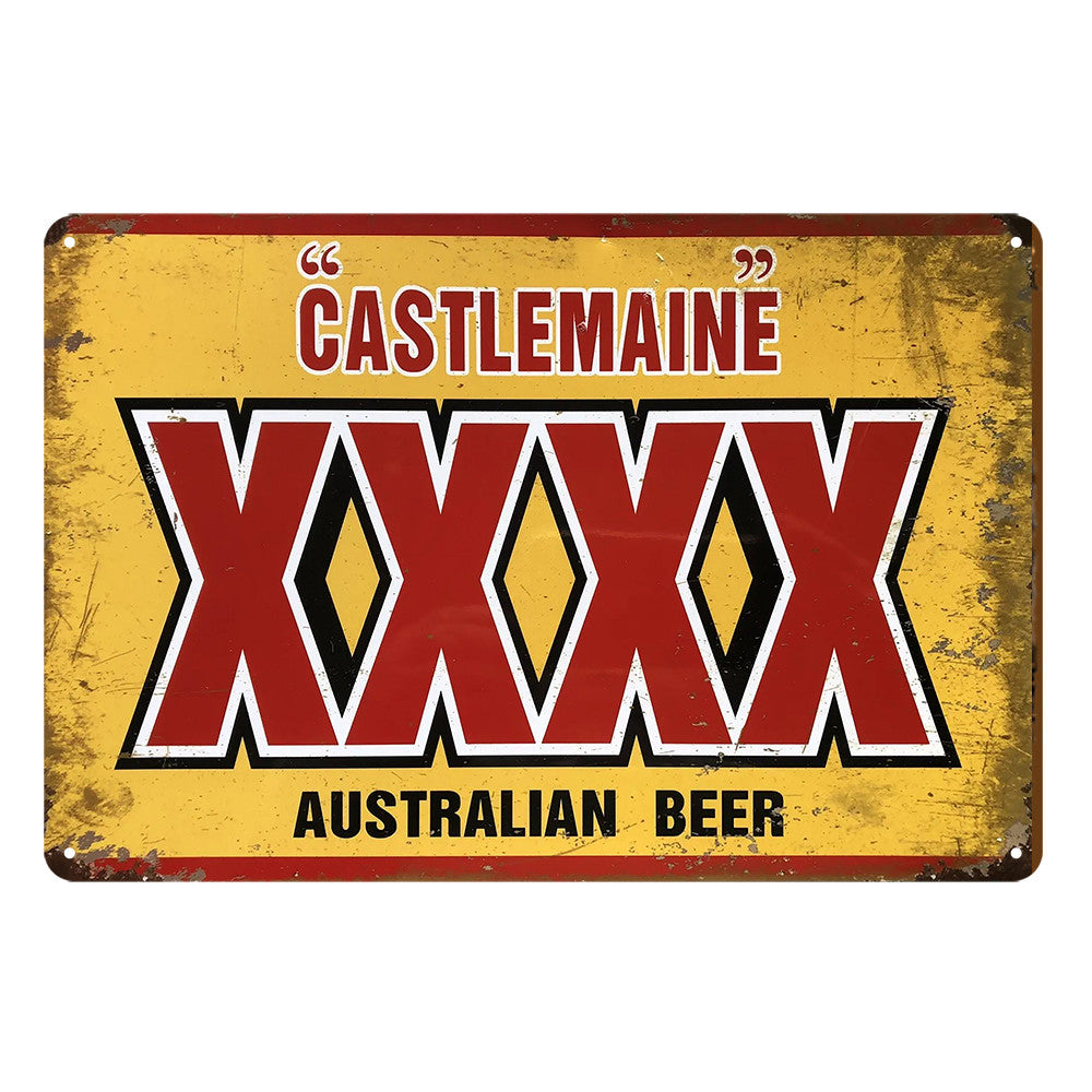 3x Beer XXXX Castlemaine Australian Brewed Rustic Tin Sign Vintage Garage Bar product image