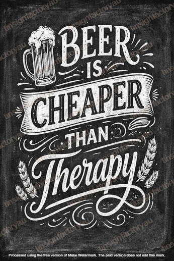 BEER IS CHEAPER Funny Man Cave Shed Garage Humorous Workshop Decor Metal Sign