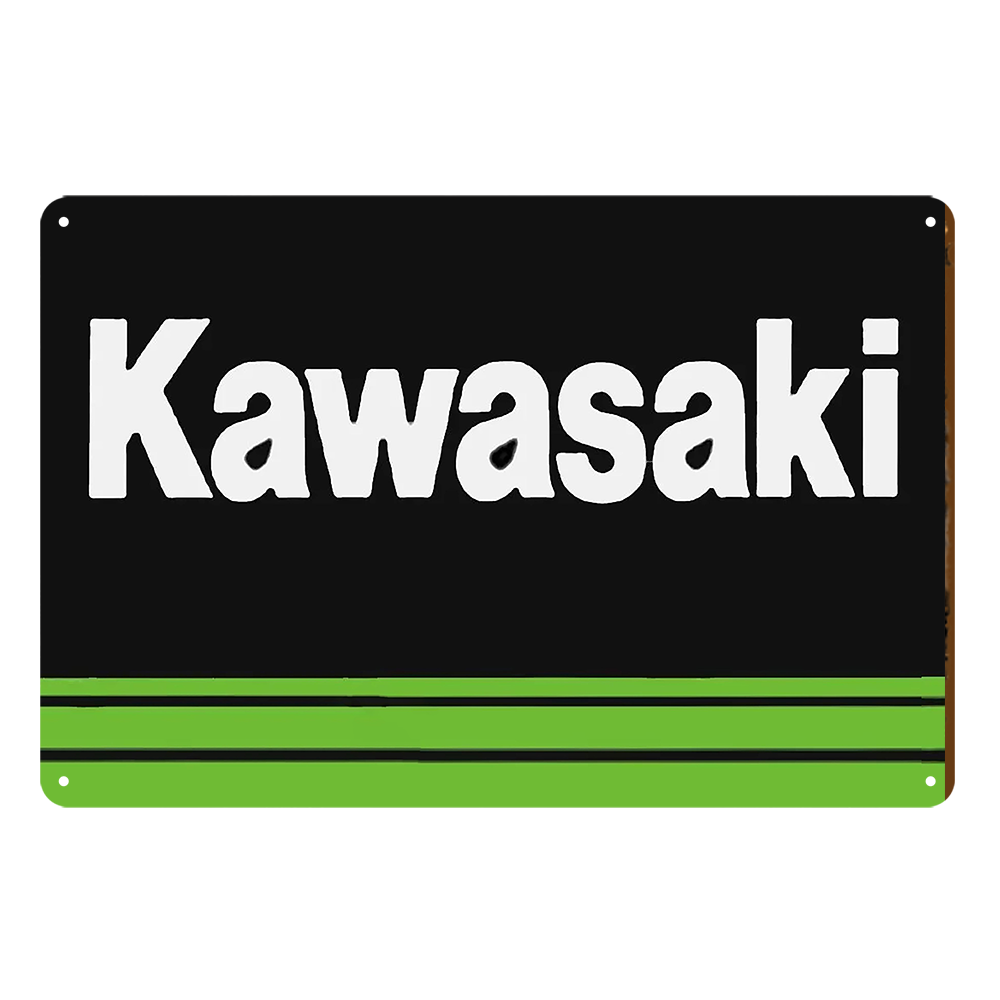 KAWASAKI Motor Cycle Rustic Tin Sign Vintage Garage Bar - Tin Sign Factory Australia