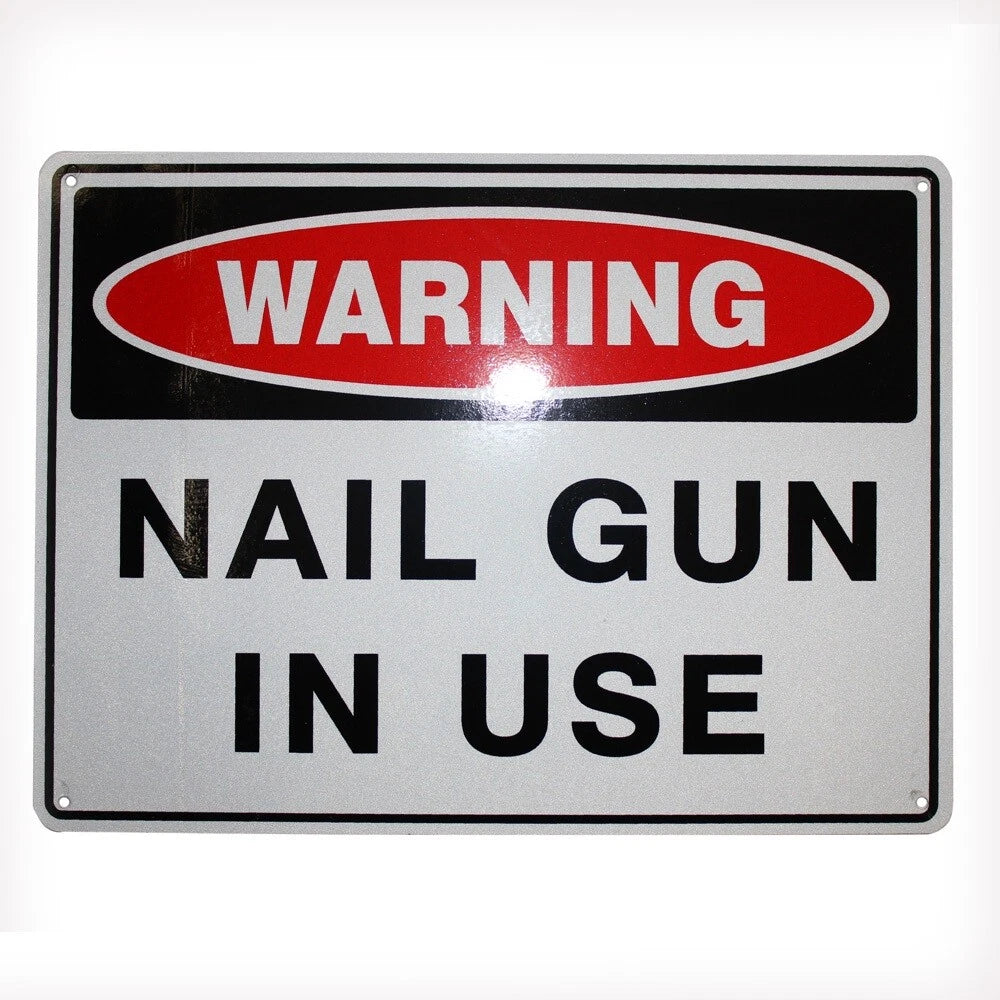 Warning Notice Nail in Use Safety Sign 200x300mm Metal 16003061