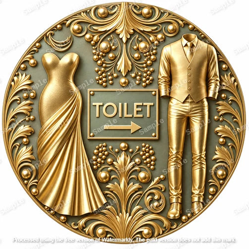 Toilet Sign Funny His & Hers Bathroom Decor 40 cm round aluminium sign