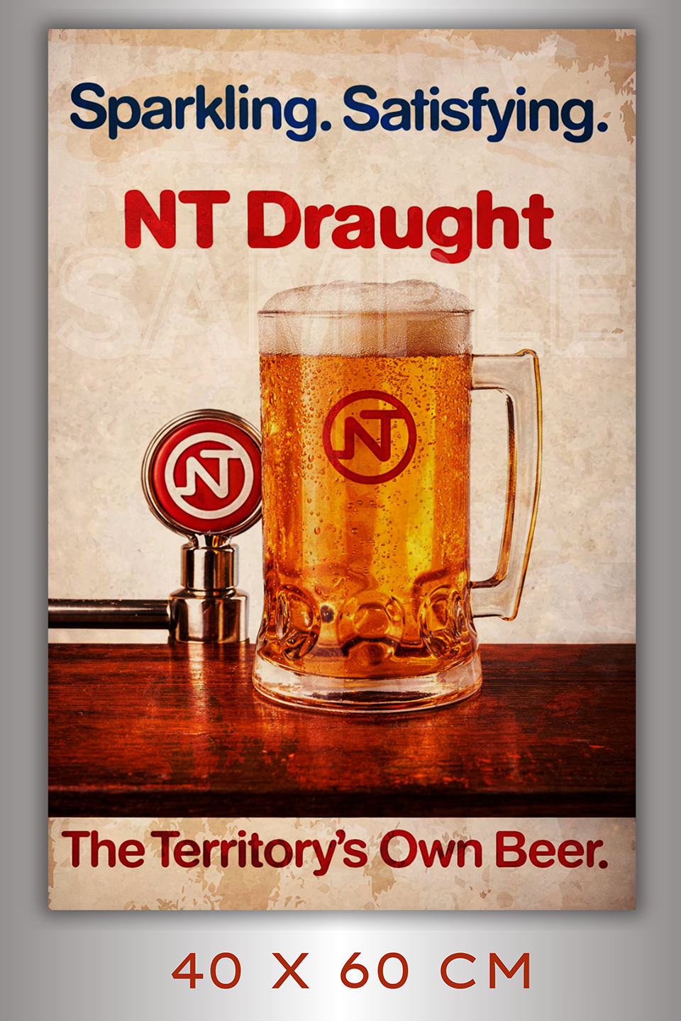 SPARKLING DRAUGHT Rustic Look Man Cave 60x40cm Décor Shed-Garage Tin Metal Sign - Tin Sign Factory Australia