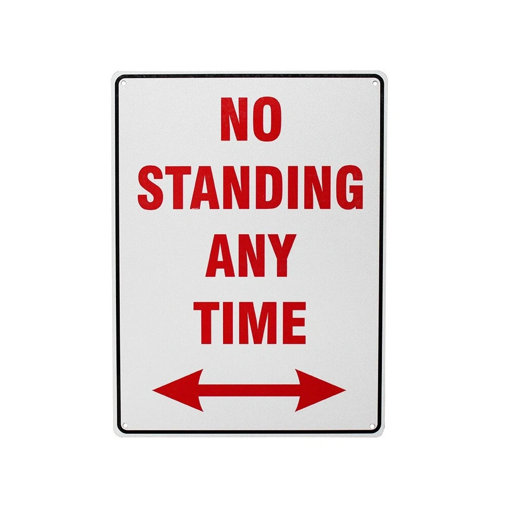 No Standing Any Time All Arrow Dual Direction 200x300mm Metal Sign