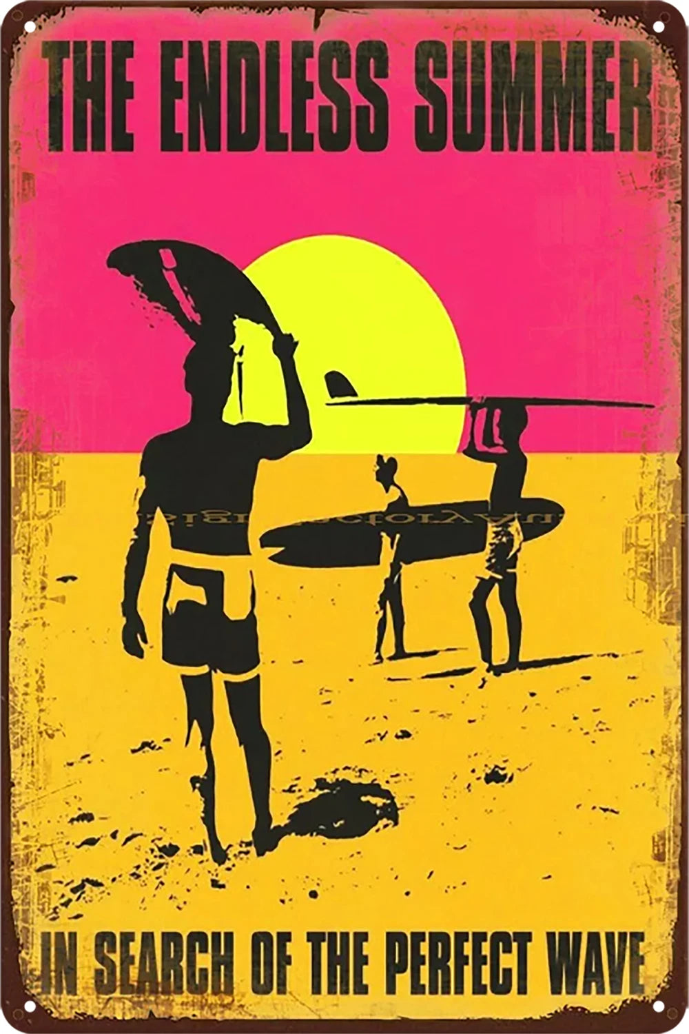 2x the Endless Summer Pefect Wave Tin Metal Sign Rustic Look Vintage