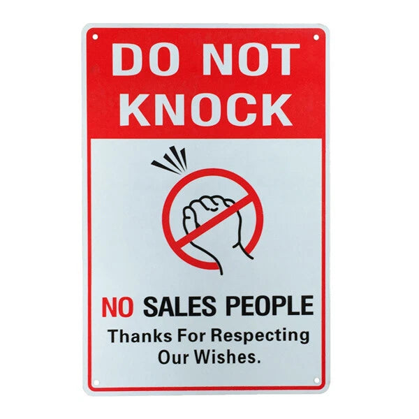 Warning Sign Do Not Knock Sales People 200x300mm Metal Private Home