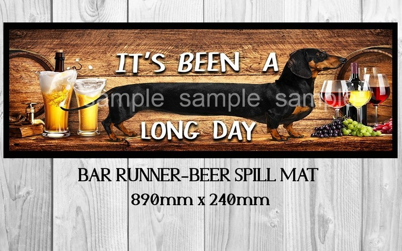 LONG DAY (890mm X 240mm) Non-Slip Rubber Mat for Home Bar, Man Cave & Shed - Tin Sign Factory Australia