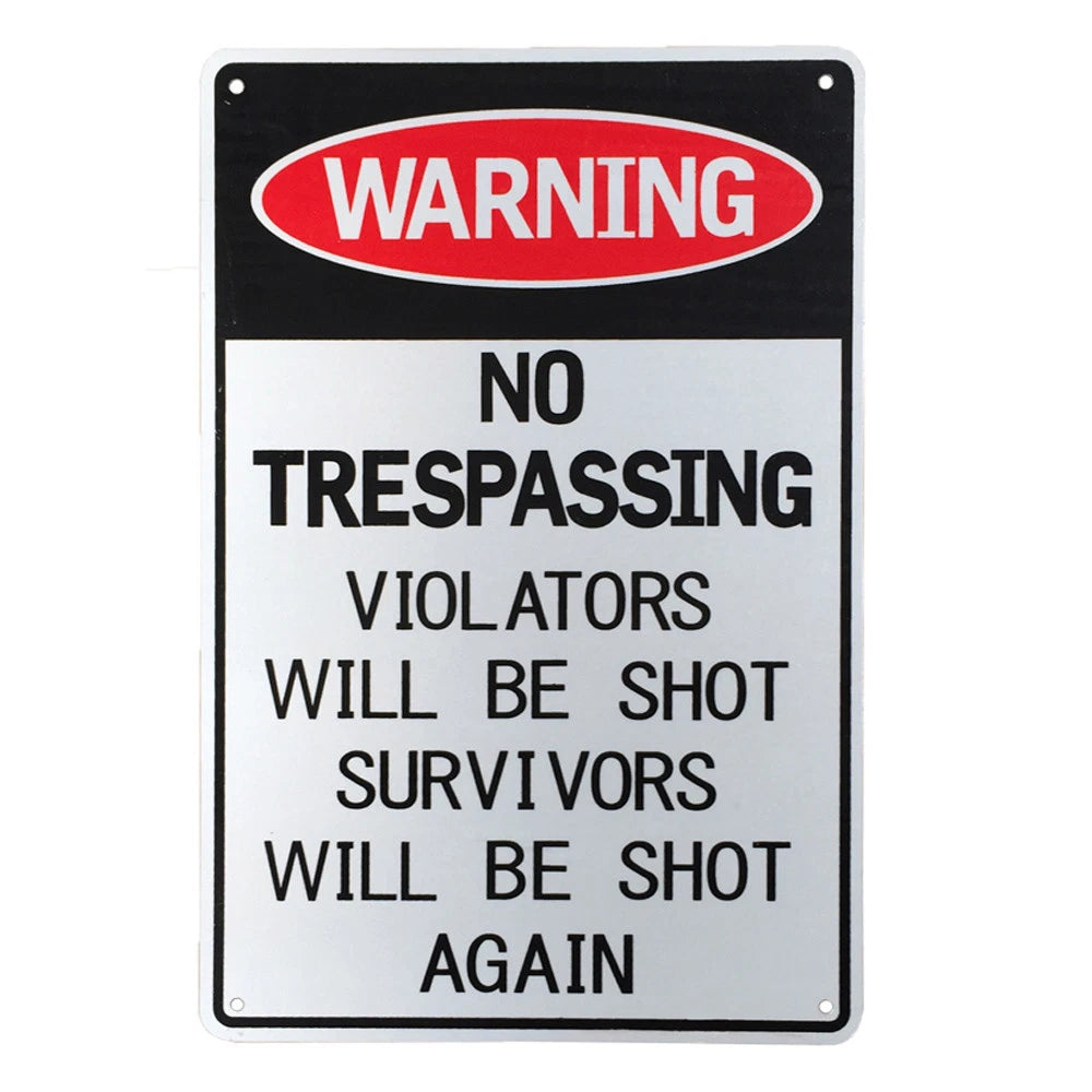 Warning Sign No Trespassing Violators Will Be Shot Again 200x300mm - image 2