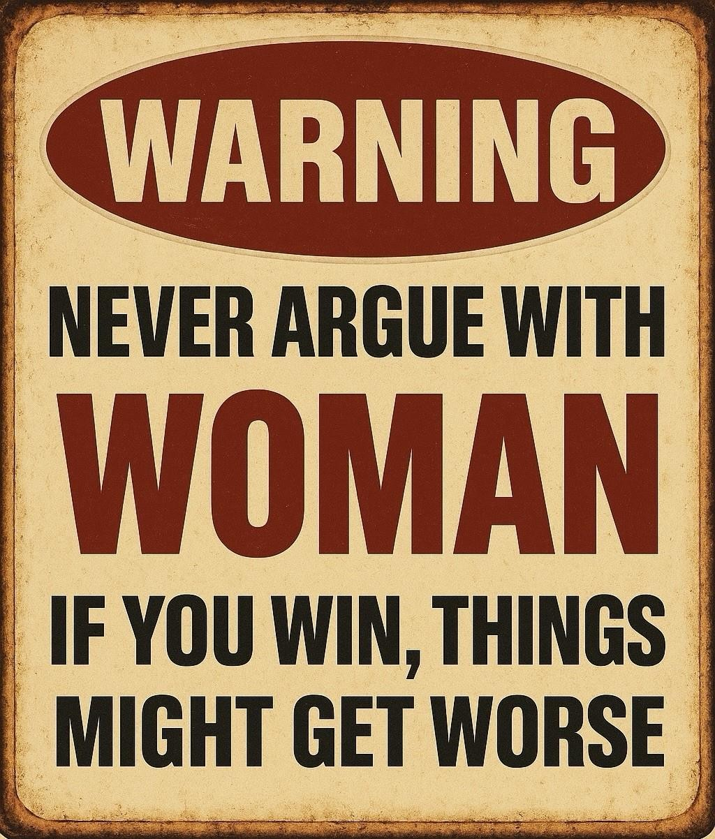 Never Argue With A Woman Warning Metal Sign Plaques plate signs Decor Man Cave - Tin Sign Factory Australia
