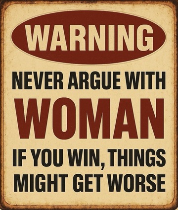Never Argue With A Woman Warning Metal Sign Plaques plate signs Decor Man Cave - Tin Sign Factory Australia