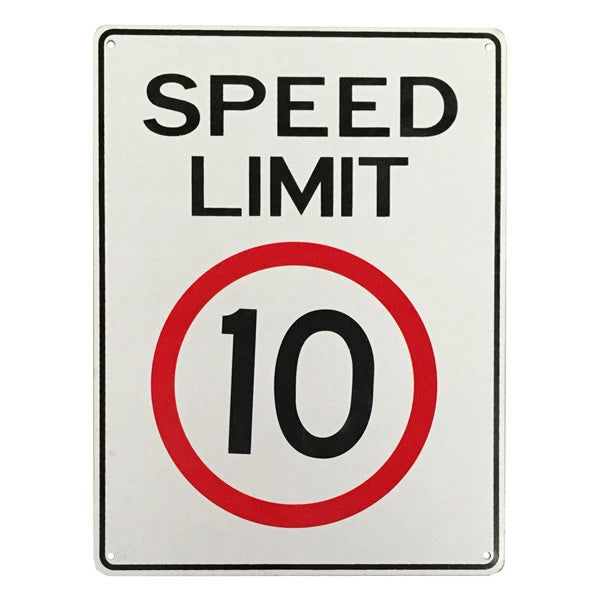 2x Warning Notice Sign 10 Speed Limited Shared Zone School 200x300mm