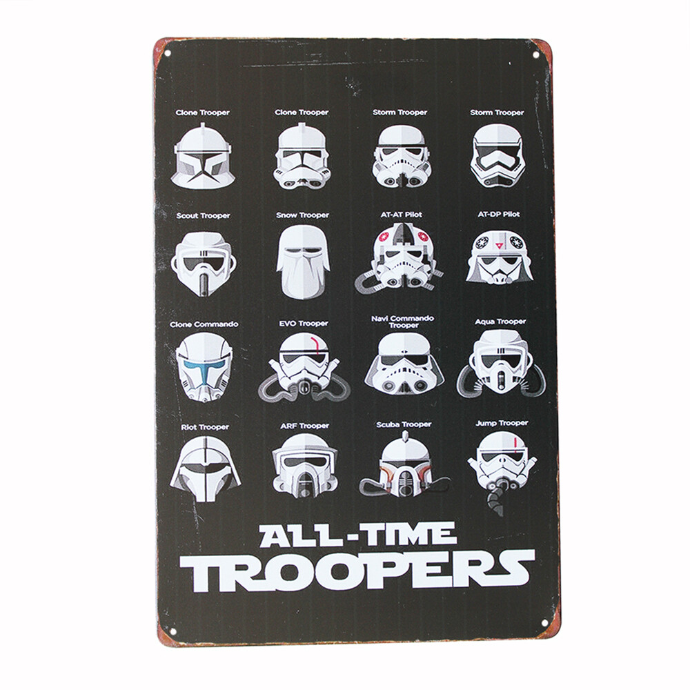 Tin Metal Sign All-time troopers Star Wars 200x300mm MAN CAVE - Tin Sign Factory Australia
