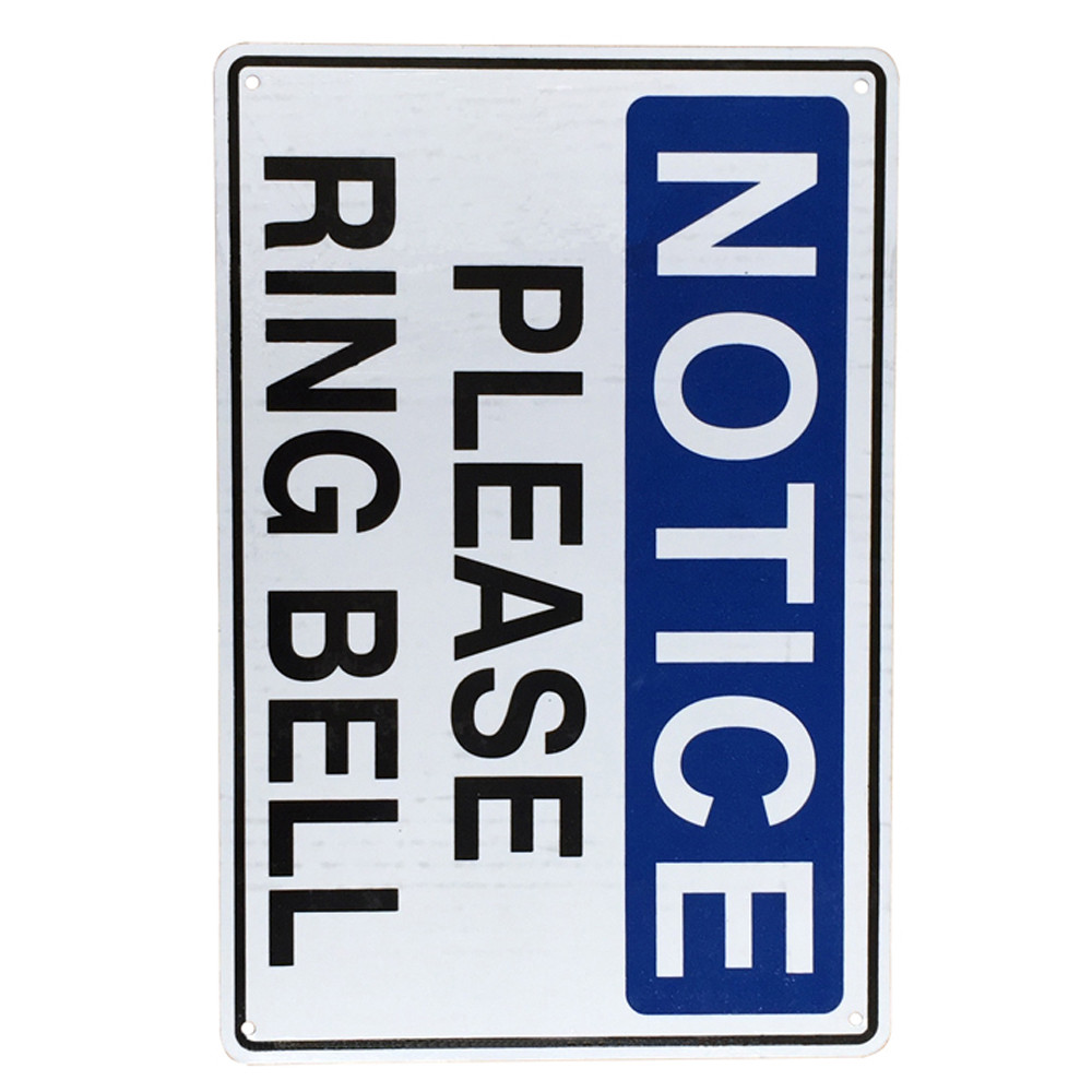 Notice Warning Sign Please Ring Bell 200x300mm Private Property Home Metal Safe - Tin Sign Factory Australia