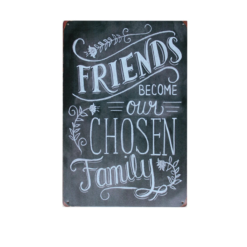 2x Metal Tin Sign Friends Become Our Chosen Family 200x300mm Man Cave