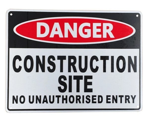 CONSTRUCTION SITE Home Wall Man Cave Rustic Look Workshop Warning Metal Sign