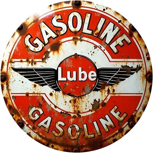 Gasoline Lube 40 cm round aluminium sign