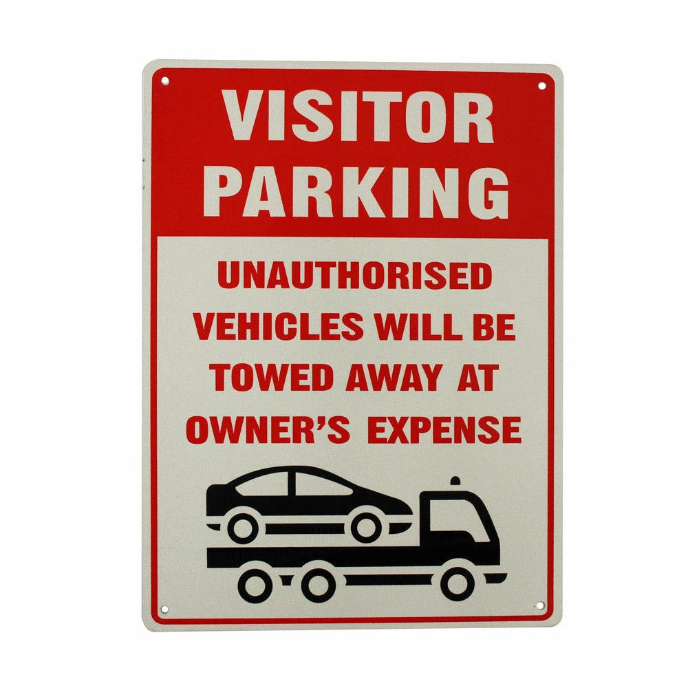 Warning Notice Visitor Parking Sign Unauthorized Be Towed Away - image 3