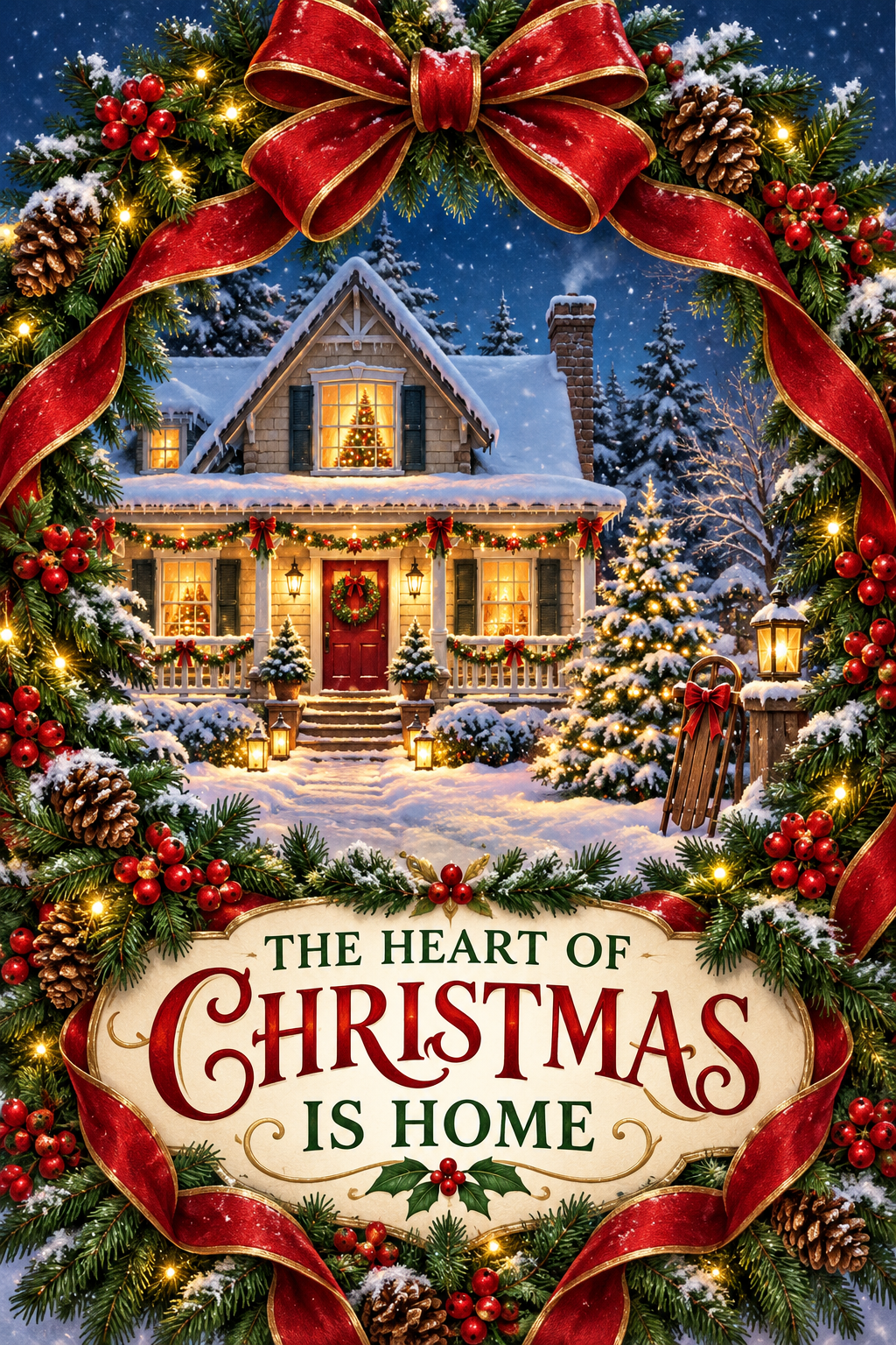 The Heart Of Christmas Is Home Man Cave Garage Bar & Shed Decor Metal Sign