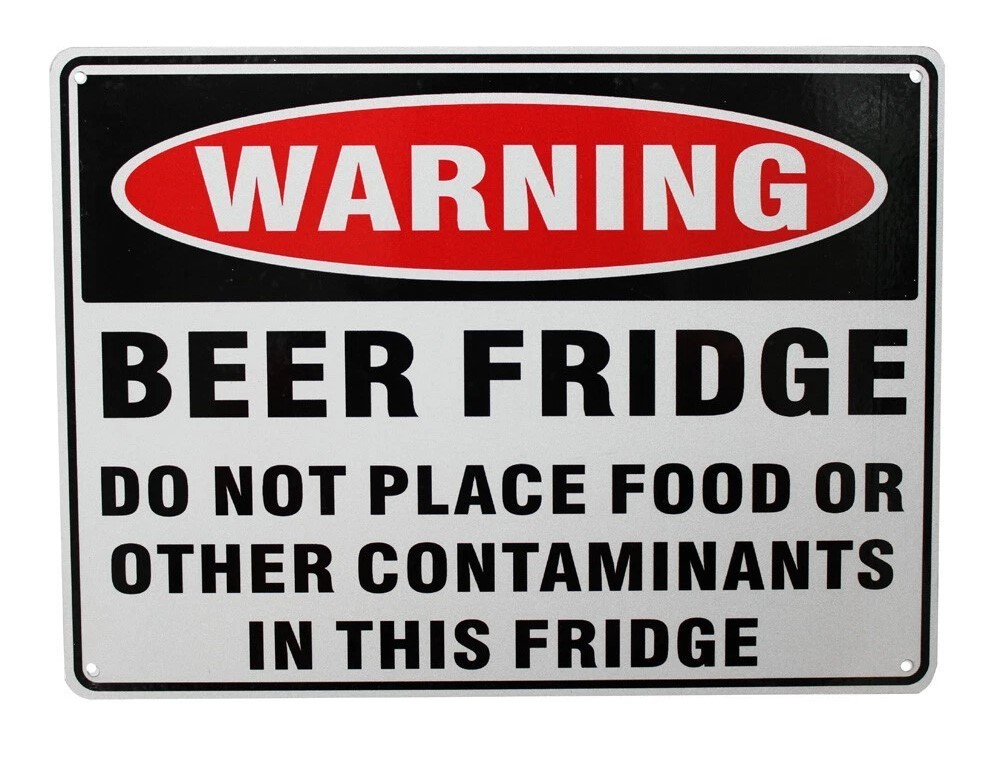 BEER FRIDGE Home Wall Man Cave Rustic Look Workshop Pub Bar Humorous Metal Sign