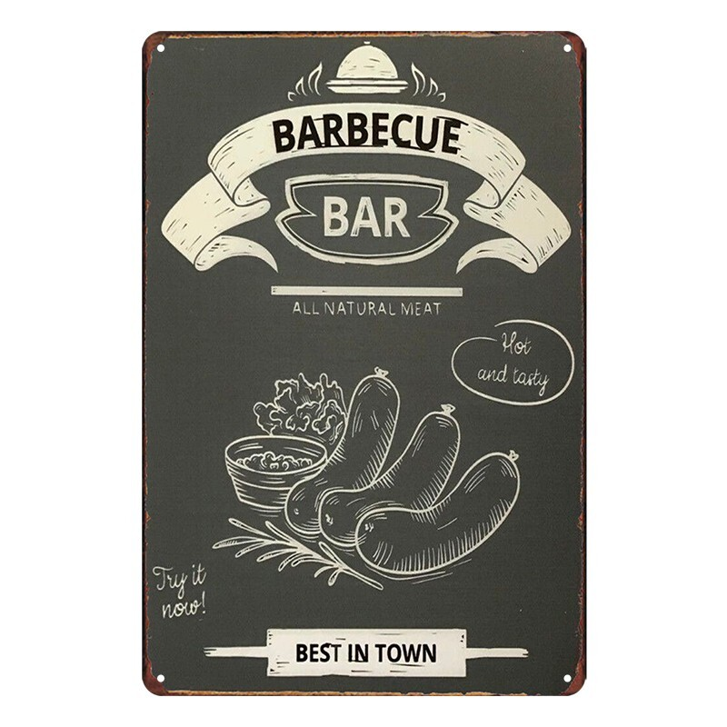 Tin Metal Sign BBQ BEST IN TOWN BAR NATURAL BARBECUE 20x30cm Rustic Vintage - Tin Sign Factory Australia