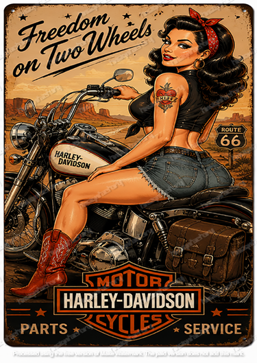 FREEDOM ON TWO WHEELS Home Bar Pub Man Cave Garage Motorcycle Tin Metal Sign - Tin Sign Factory Australia