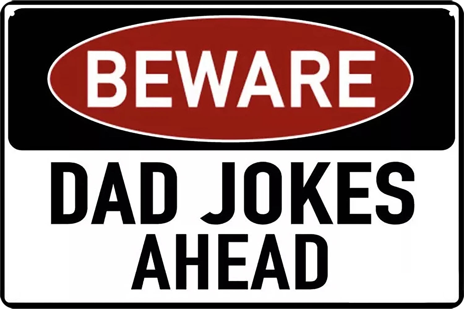 2x Beware Dad Jokes Ahead Funny Tin Metal Sign Rustic Look Vintage