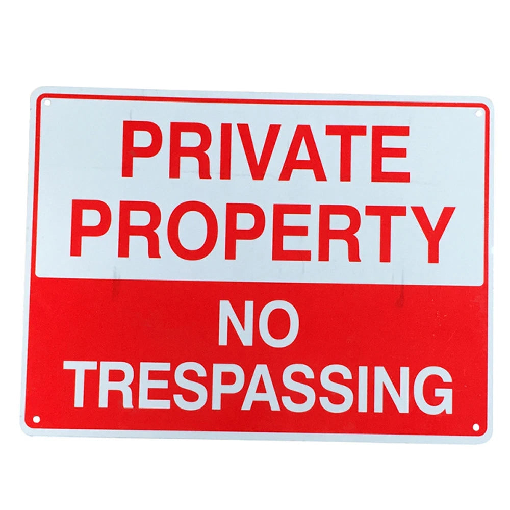 2x Warning Sign No Trespassing 200x300mm Metal Private Property Safe