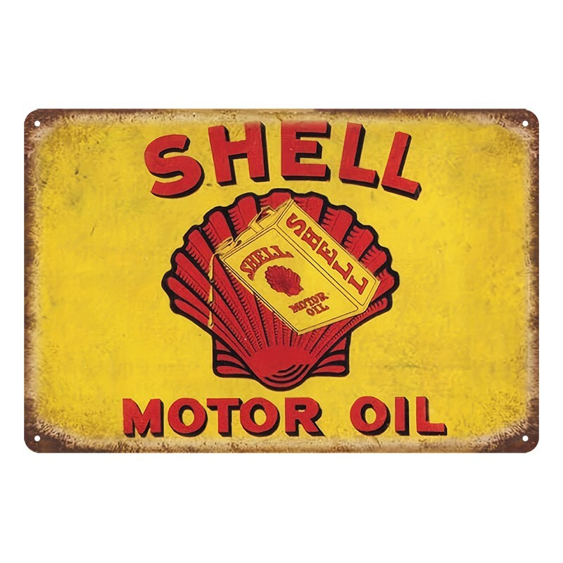 Tin Metal Sign SHELL MOTOR OIL AUTO 20x30cm Rustic Vintage - Tin Sign Factory Australia