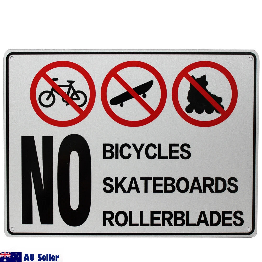2x Warning Caution No Bicycles Skateboart 200x300mm Metal Workshop