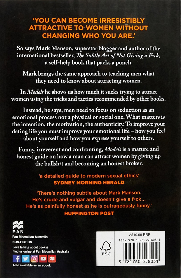 Models: Attract Women Through Honesty by Mark Manson (English) Paperback Book AU