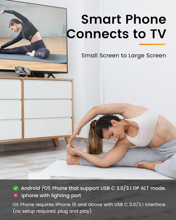 USB C to Dual HDMI Adapter 4K@60Hz Type C Splitter for Dual Monitors 30Hz Extend