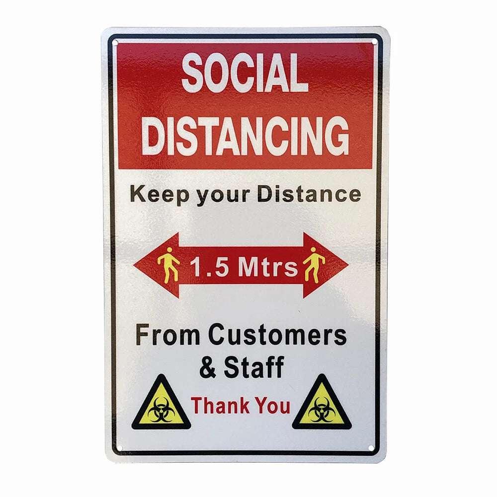 Warning Sign Social Distancing 1.5 Meter Keep Distance Metal