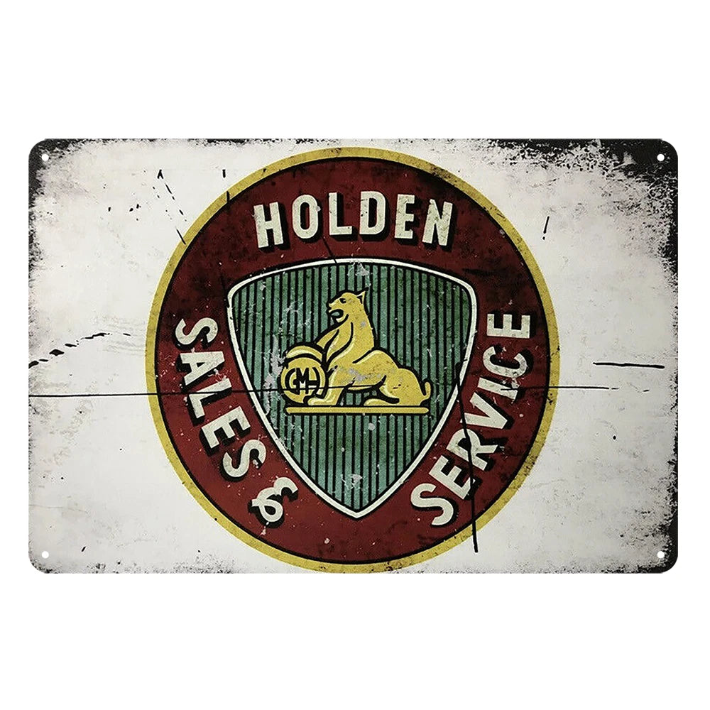 2x Holden Sales Service Rustic Metal Sign Vintage Tin Shed Garage Bar
