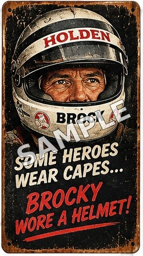 Peter Brock Holden Racing Hero Helmet Vintage Tin Sign Man Cave Garage - Tin Sign Factory Australia