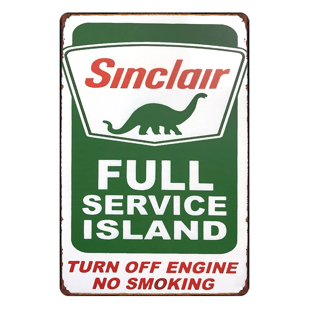 3x Sinclair Full Service Island Gas Oil Rustic Metal Sign Vintage Tin