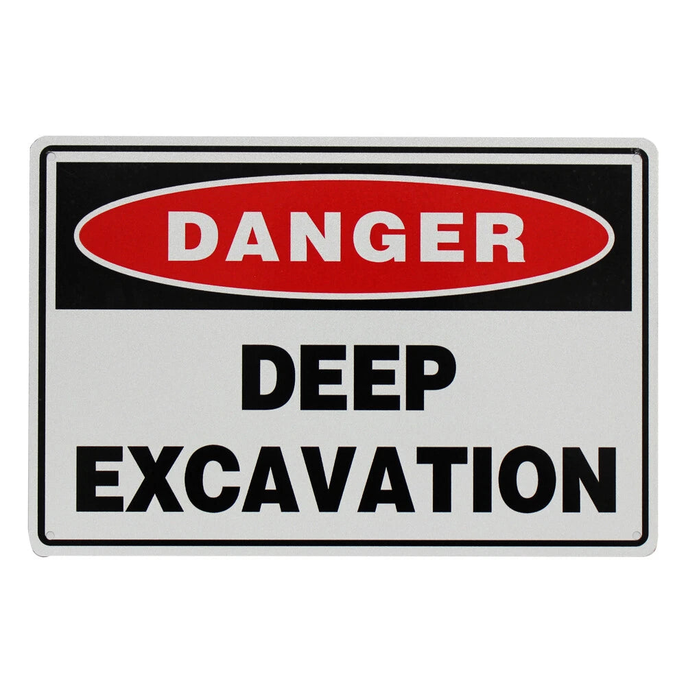 Warning Notice Danger Deep Excavation Workshop 200x300mm Metal Work