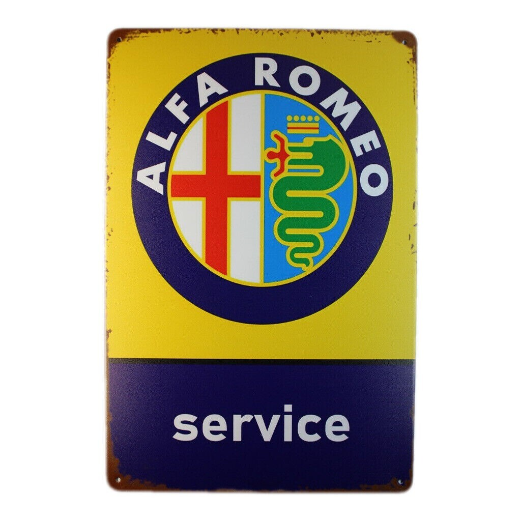 Tin Sign ALFA ROMEO SERVICE CAR AUTO Rustic Decorative Vintage - Tin Sign Factory Australia