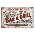 Tin Metal Sign BAR GRILL WELCOME BACKYARD GOOD FRIENDS TIME 20x30cm Rustic - Tin Sign Factory Australia