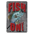 2x Fish on! Big Fishing Funny Tin Sign Vintage